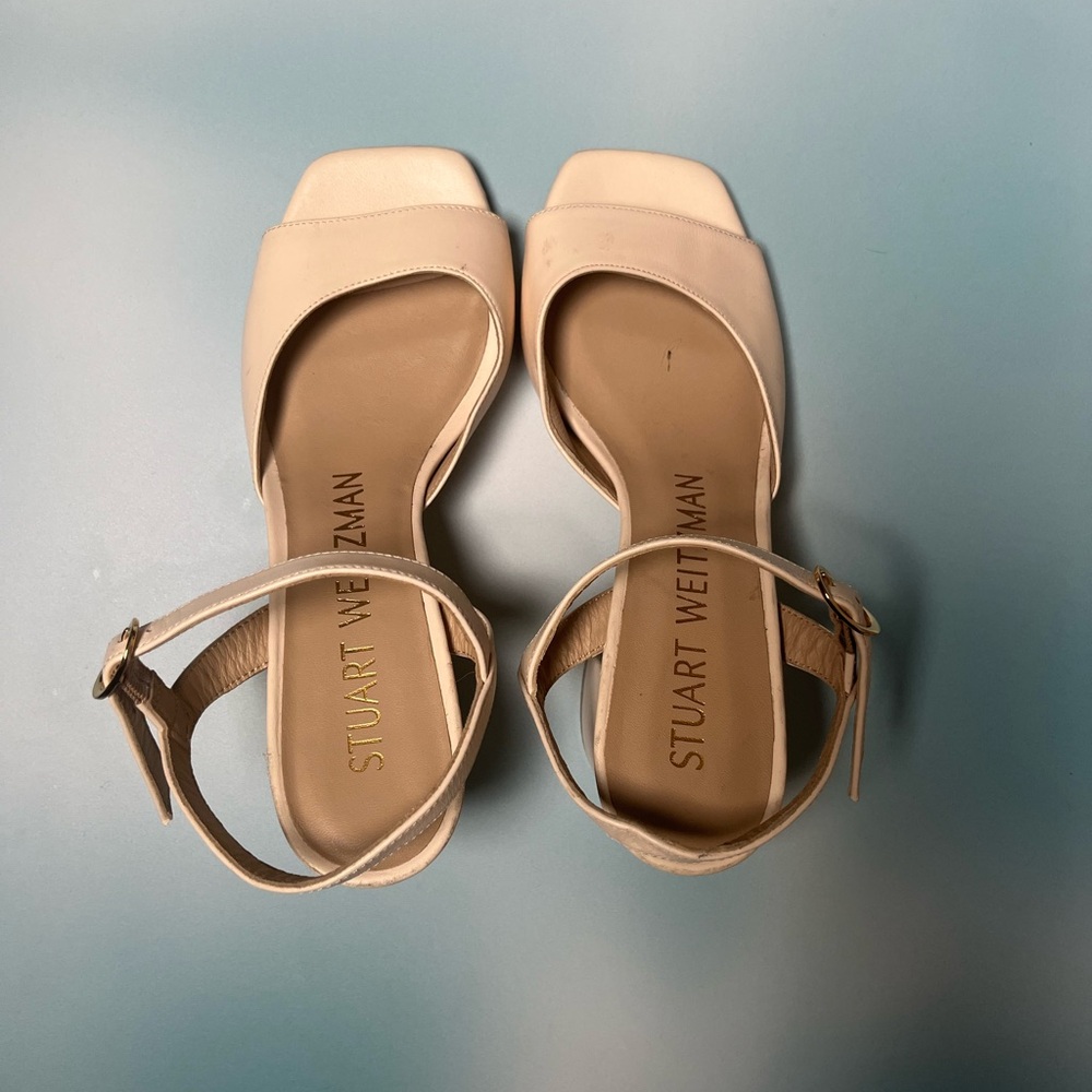 Stuart Weitzman Dancer 75 Block Sandal in Dolce Taupe Size 5.5 - Picture 2 of 8